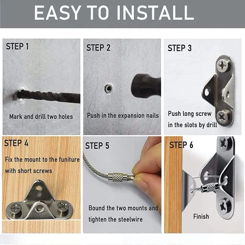 6 Sets Anti Tip Furniture Anch - Earthquake Anchor Strap ulasan dan harga